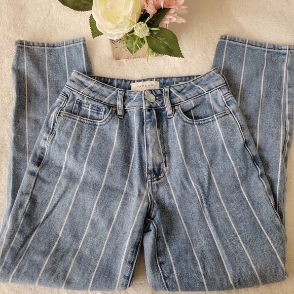 Pacsun Striped Mom Jeans - Picture 1 of 6